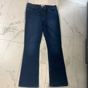 Dark blue boot cut high raise jeans